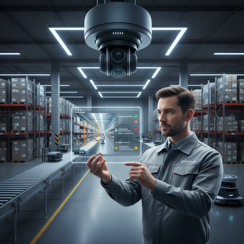 Edge AI camera inspection in a modern warehouse with multimodal analysis