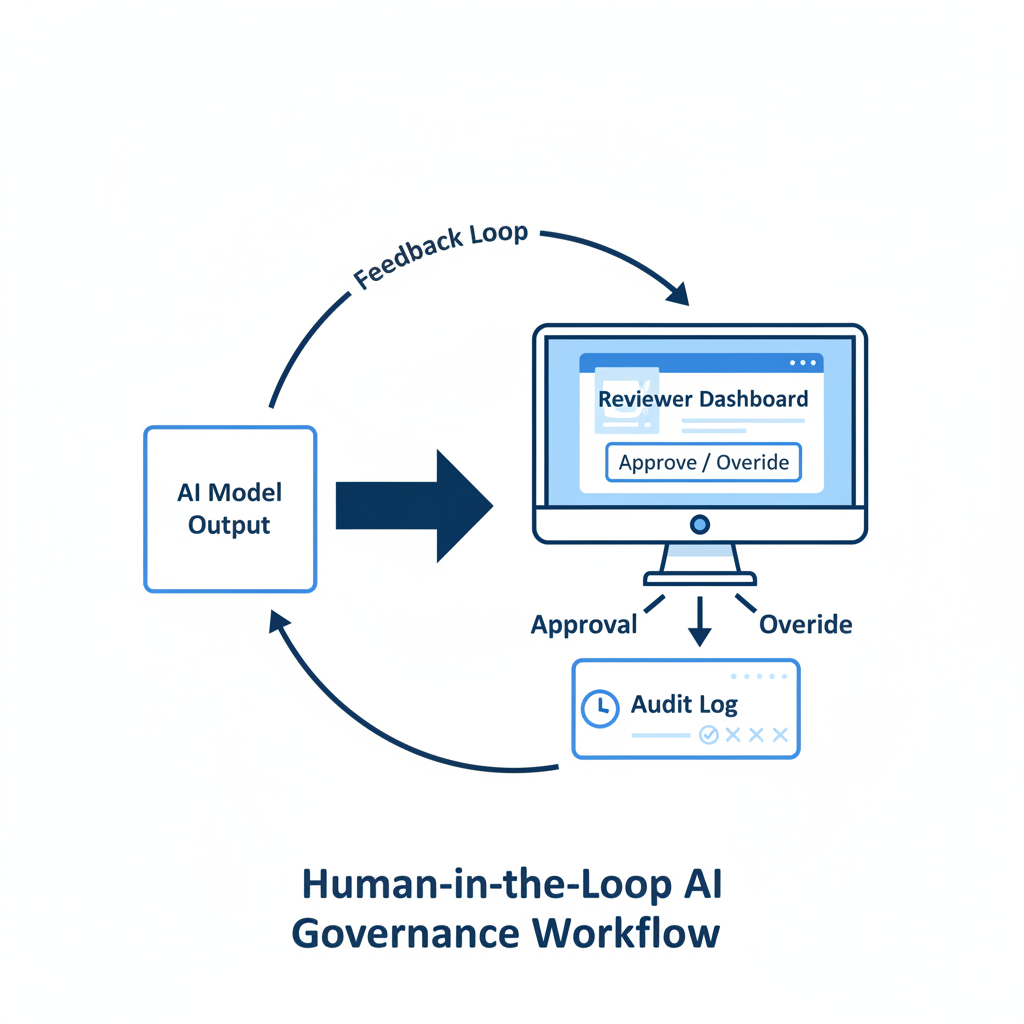 Human-in-the-loop governance workflow for AI decision review