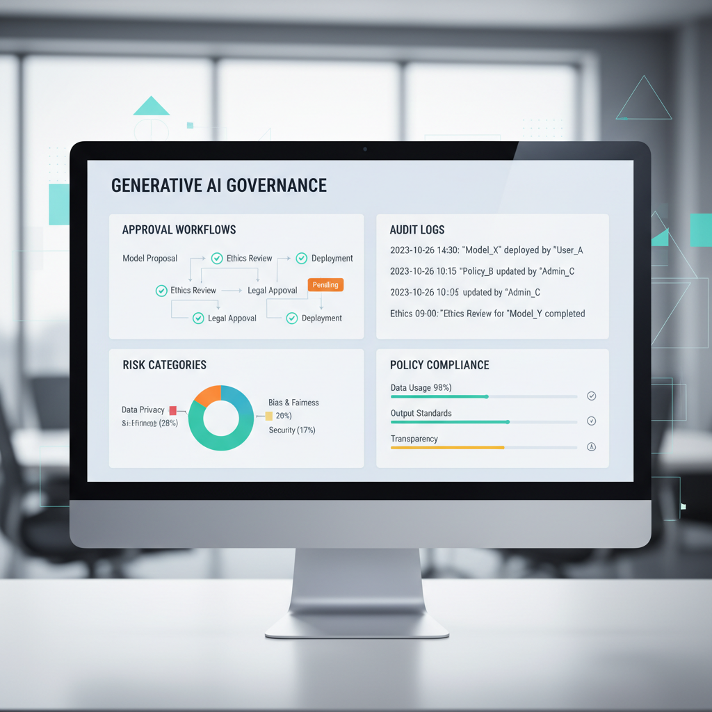 Enterprise governance dashboard for generative AI risk management and approvals
