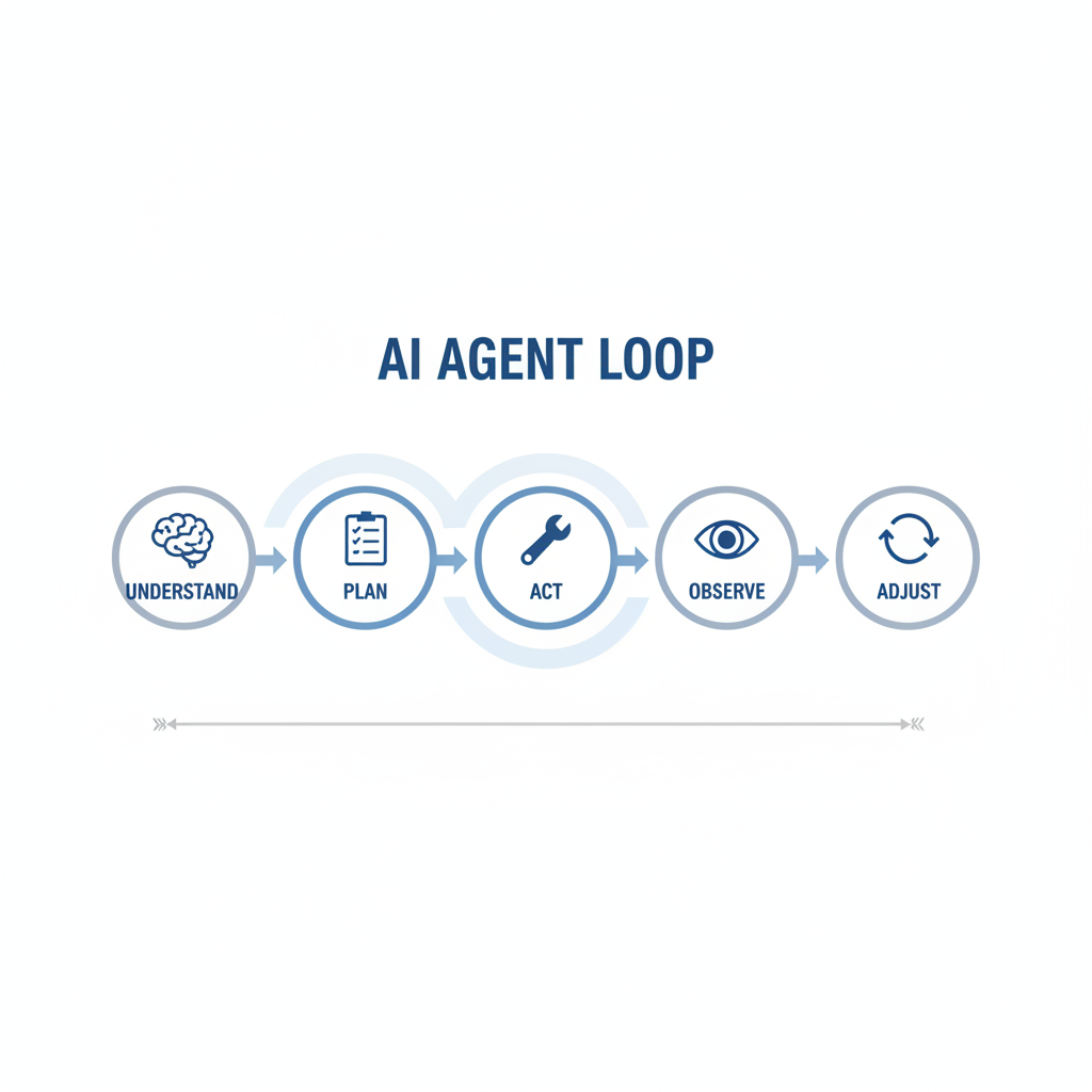 AI agent decision loop plan act observe adjust diagram
