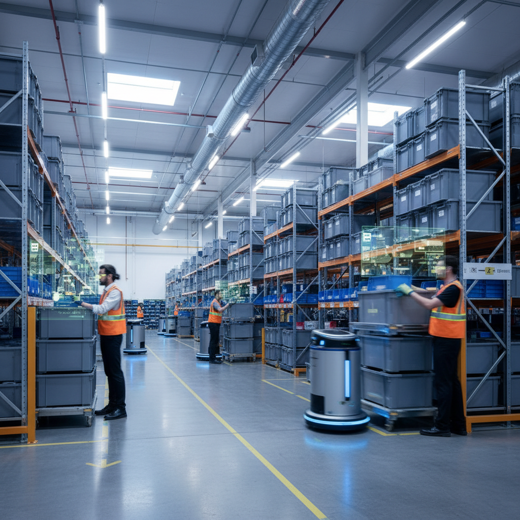 Automation and robotics with augmented reality support in a modern U.S. warehouse