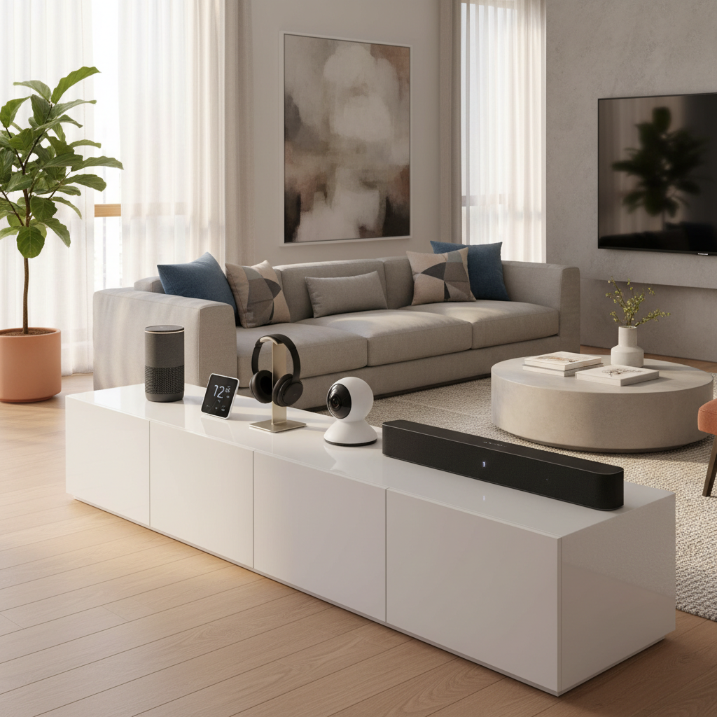 Smart home devices and audio gear set up for consumer electronics reviews