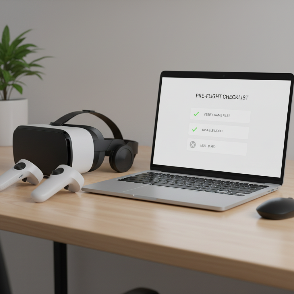 VR headset with clean install checklist for Gorilla Tag settings and files