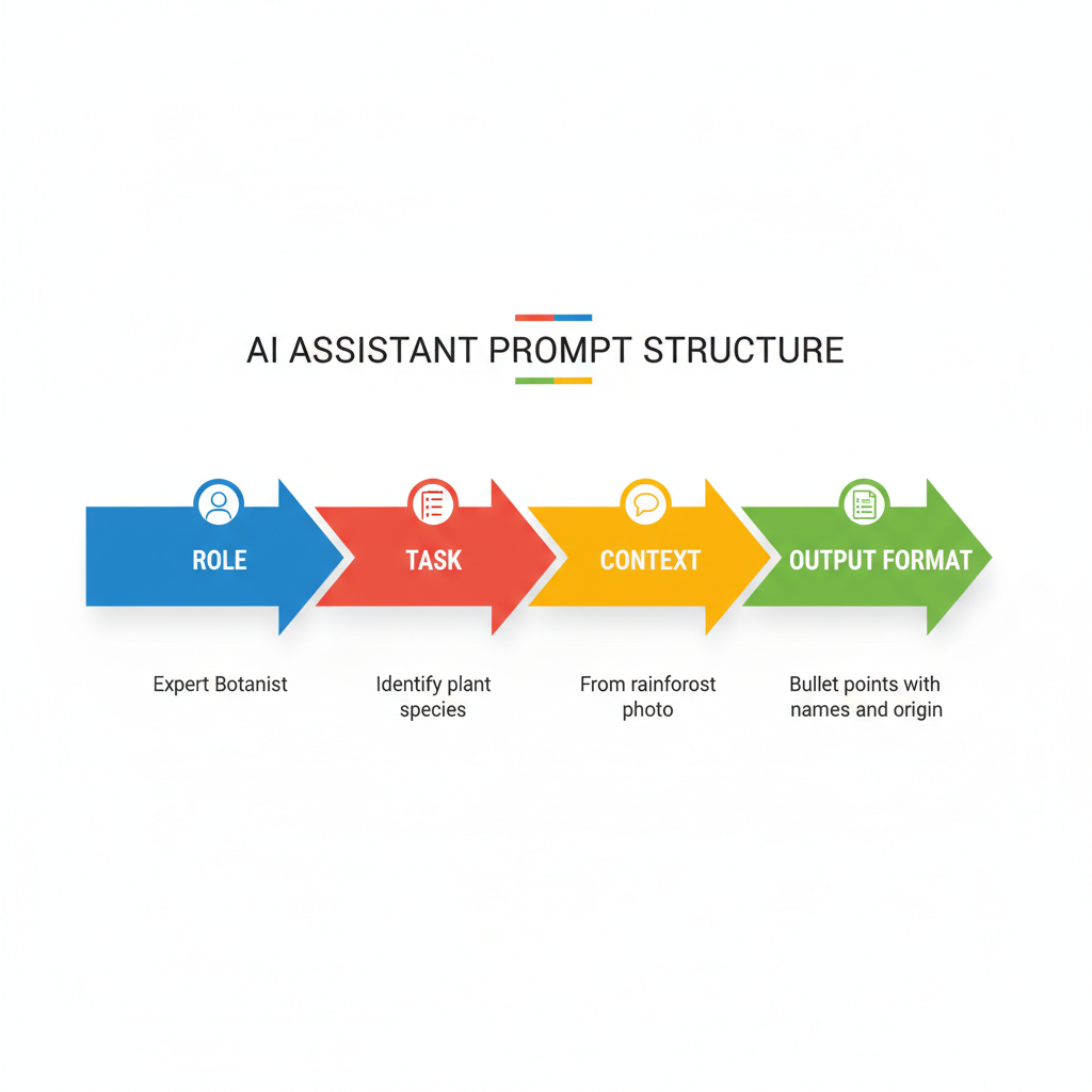 Prompt structure diagram for Gemini AI: role, task, context, format