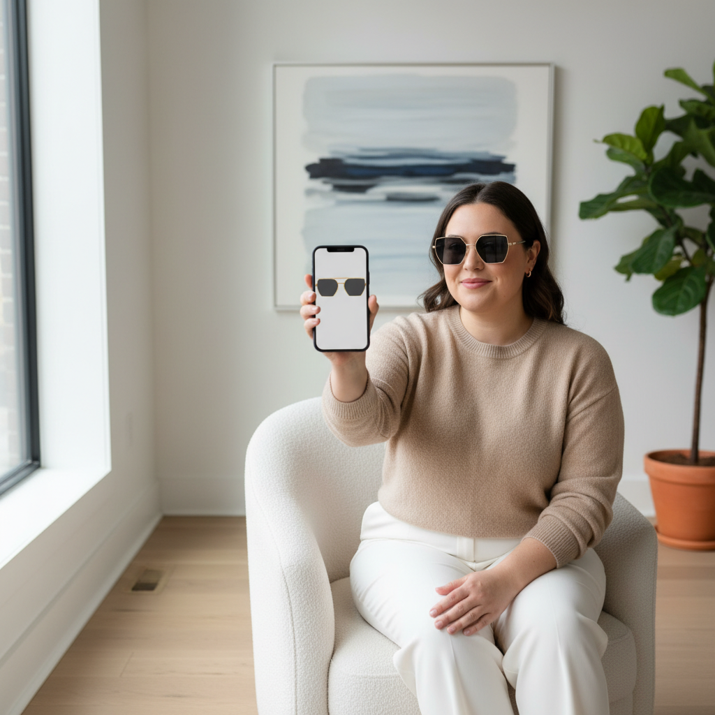 Choosing sunglasses online for a round face with virtual try-on