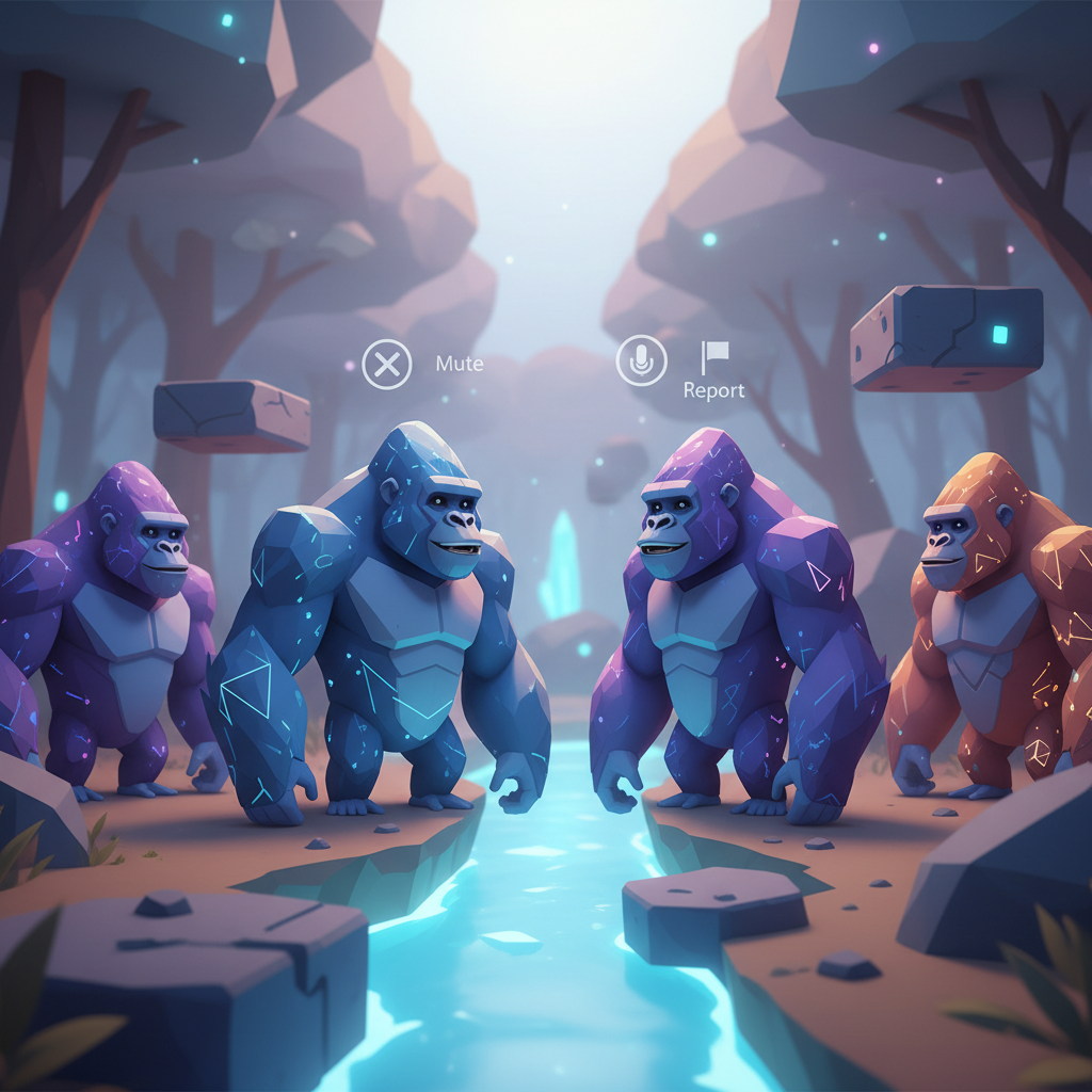 Gorilla Tag lobby with players discussing fair play and reporting