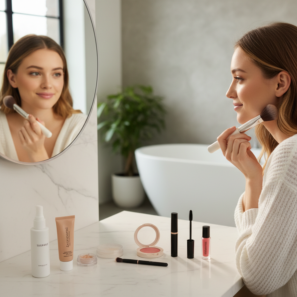 Step-by-step beginner makeup application order visual