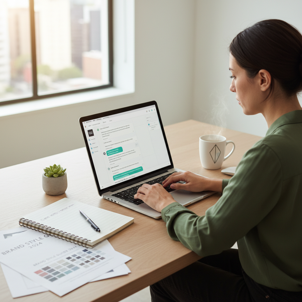 Freelancer using ChatGPT to draft client emails and marketing copy