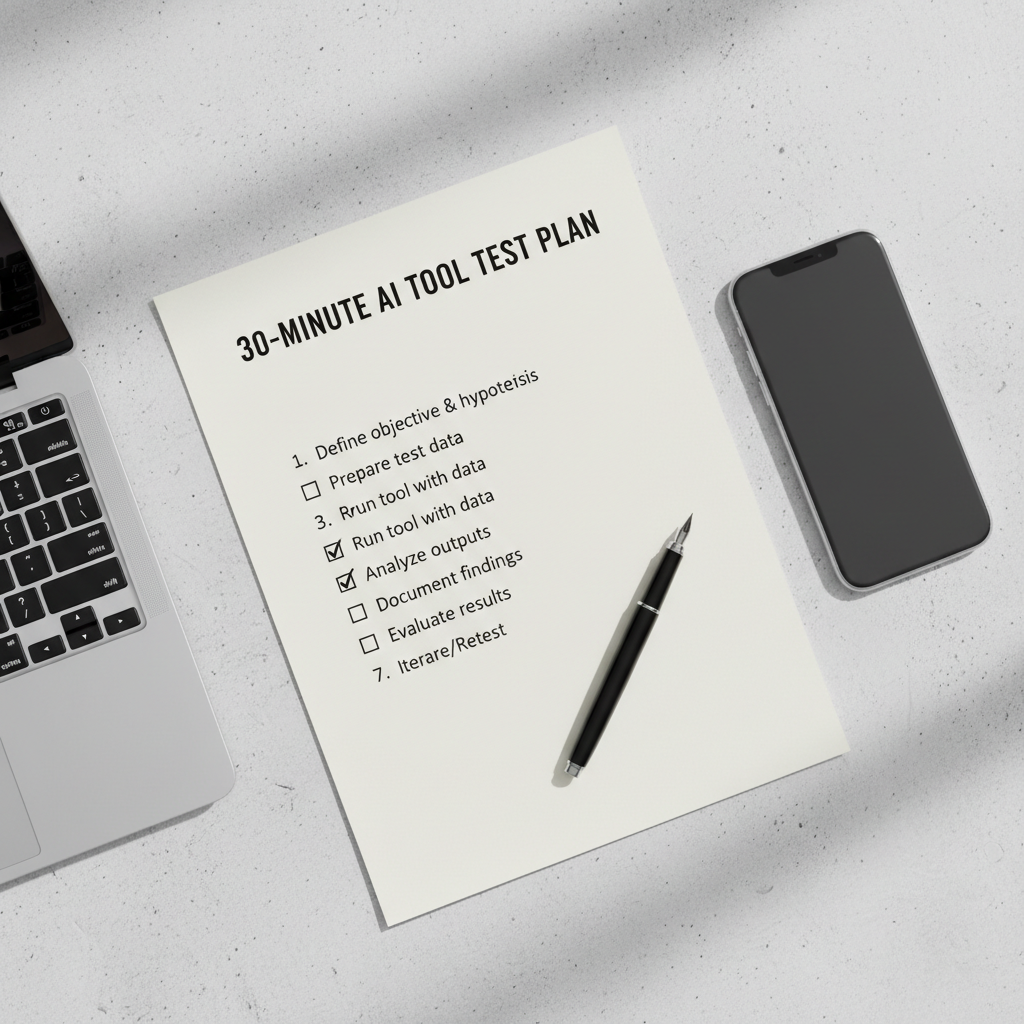 Checklist for testing free AI tools in 30 minutes