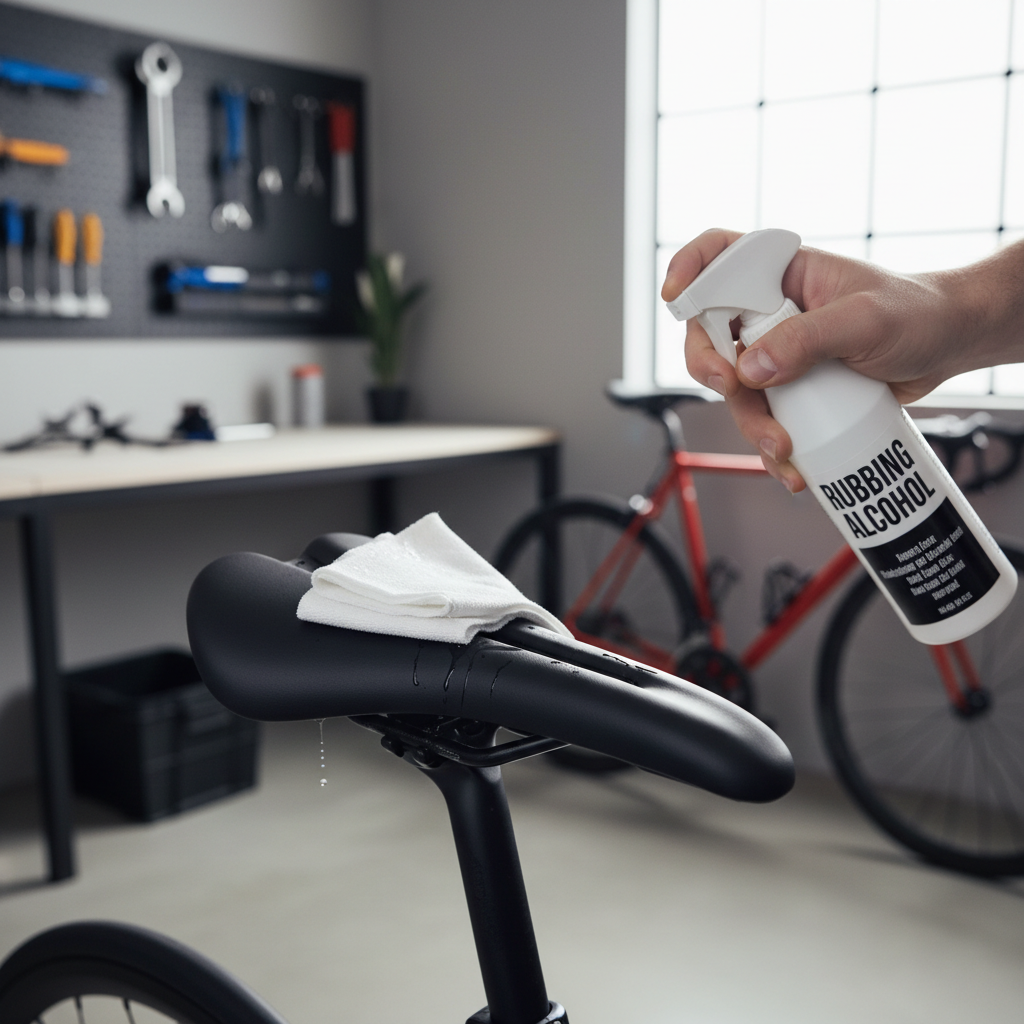 Cleaning a bicycle saddle before installing a seat cover