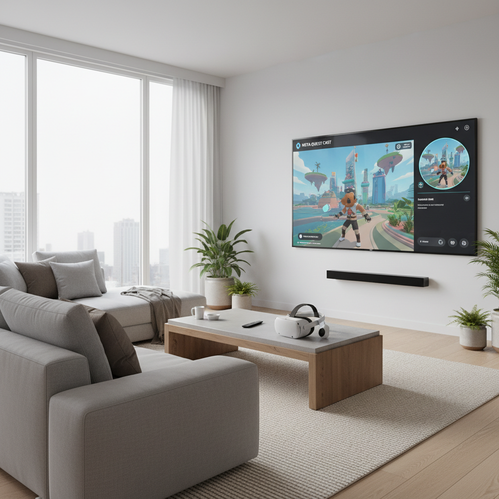 Meta Quest 3 casting to a TV in a living room setup