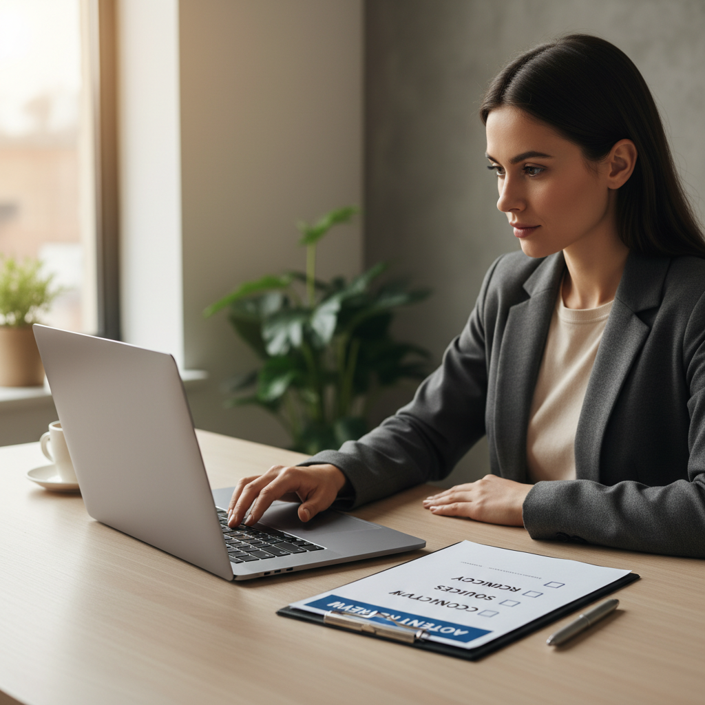 User reviewing Gemini AI output with a checklist for accuracy and privacy