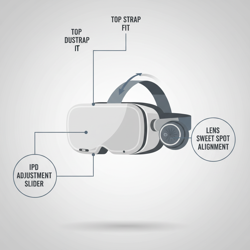 VR headset fit and IPD adjustment diagram for reducing blurry lenses
