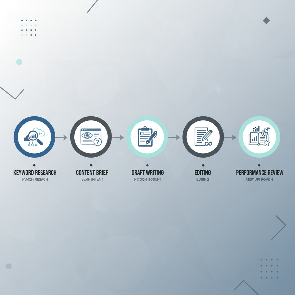 SEO content workflow from keyword research to content brief to publishing