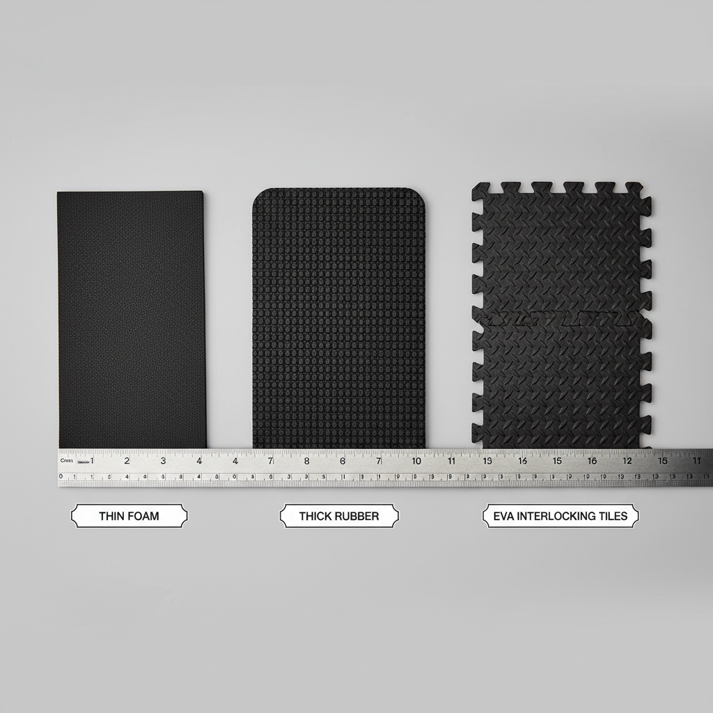 Comparison of exercise bike mat materials and thickness options