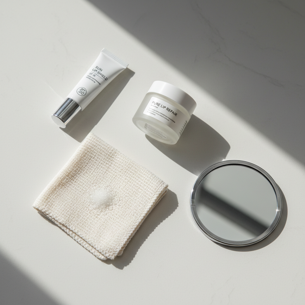 Lip care routine products including SPF lip balm and fragrance-free ointment