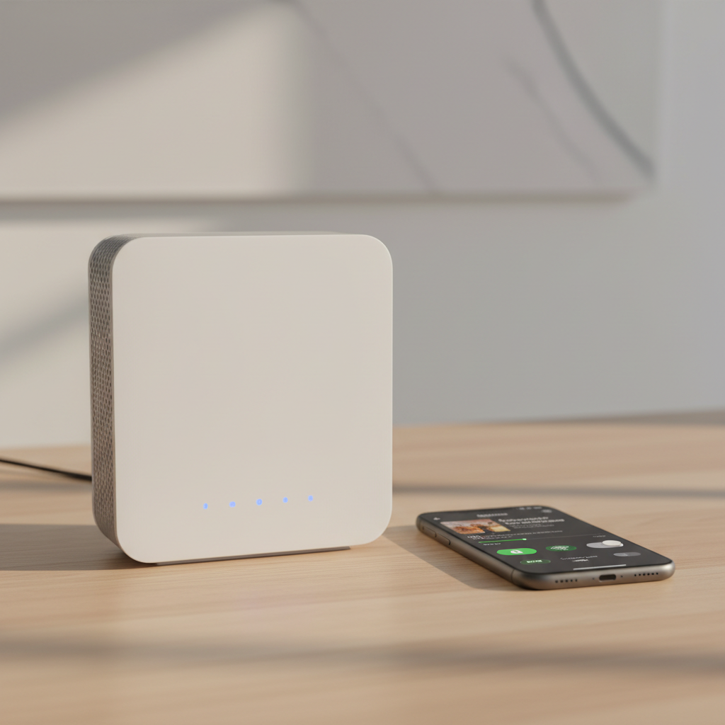 Wi‑Fi router and smartphone showing streaming settings for TikTok video playback