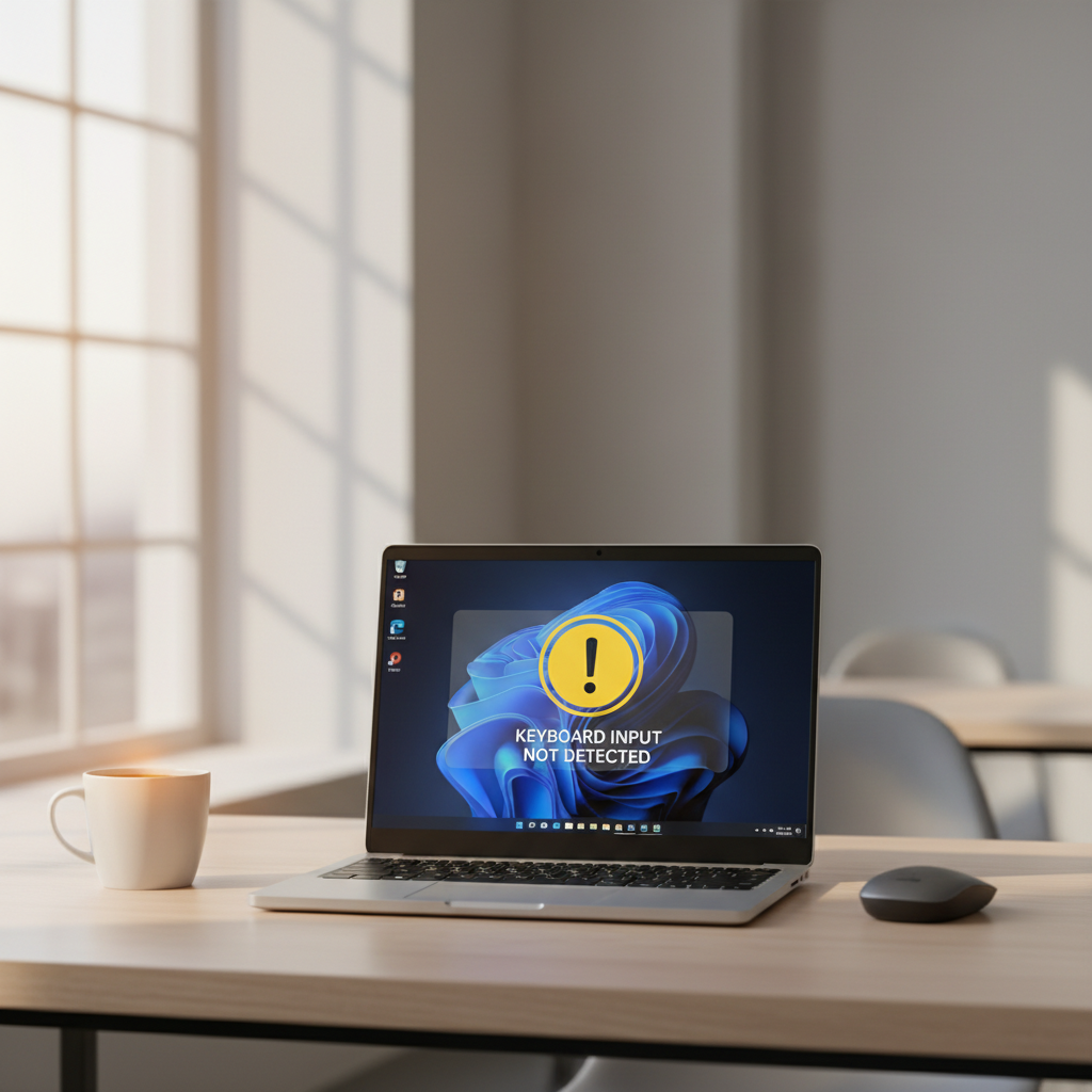 Windows laptop showing keyboard not responding while troubleshooting