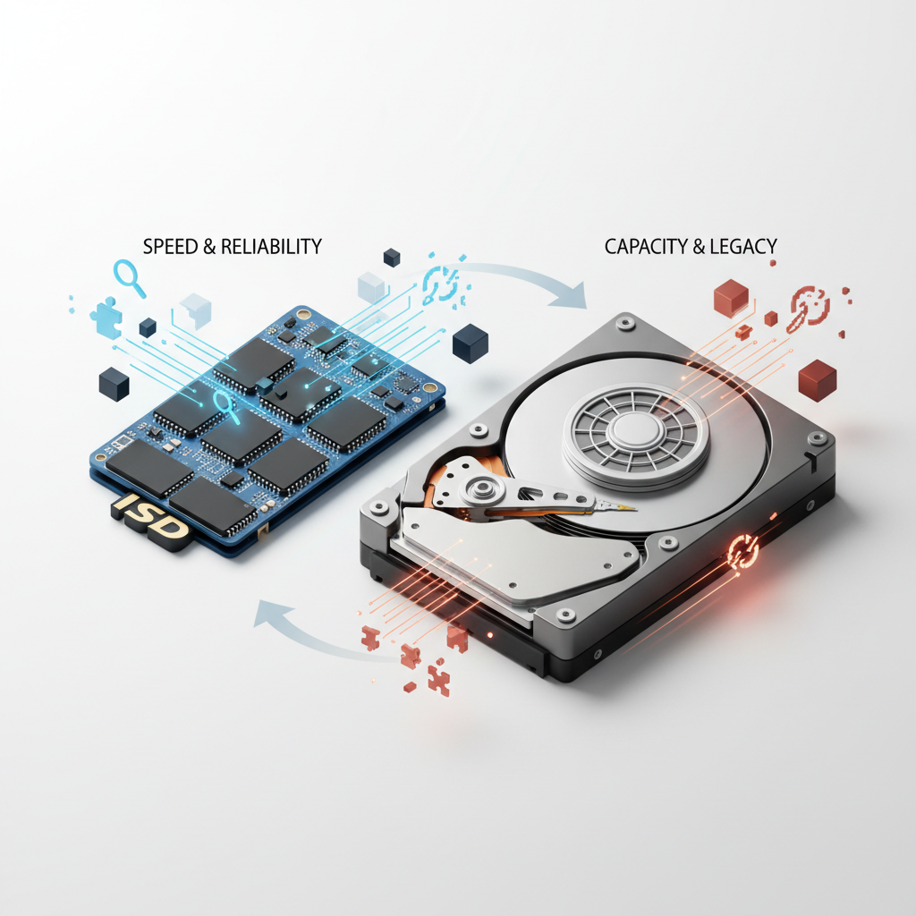 Concept image of SSD and HDD data recovery differences on Windows 11