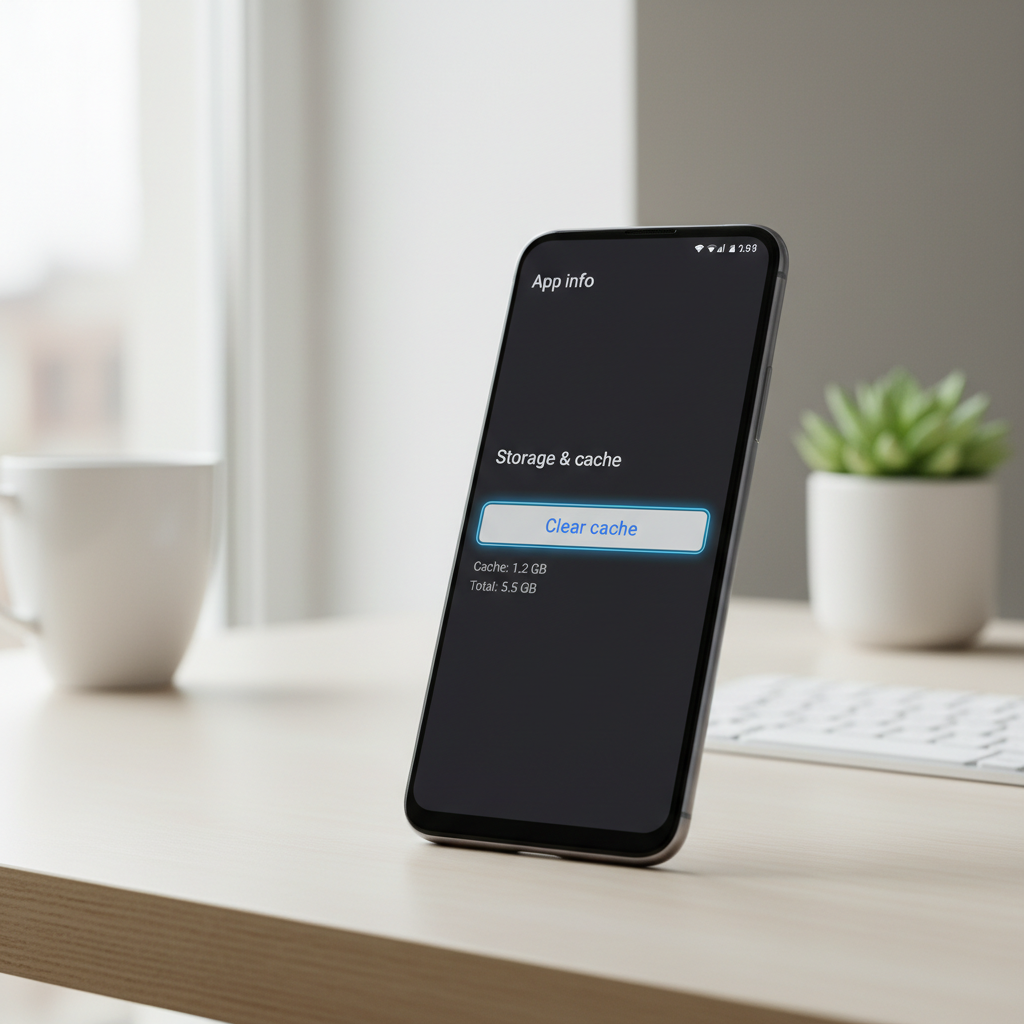 Clear cache button in Android app storage settings for troubleshooting app issues