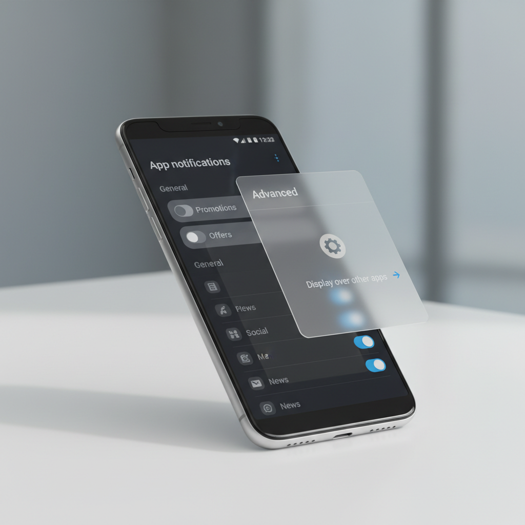 Android app notification channels and overlay permission settings to stop ad spam