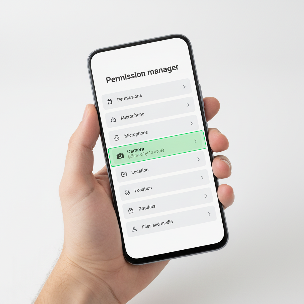 Android permission manager showing camera permission settings