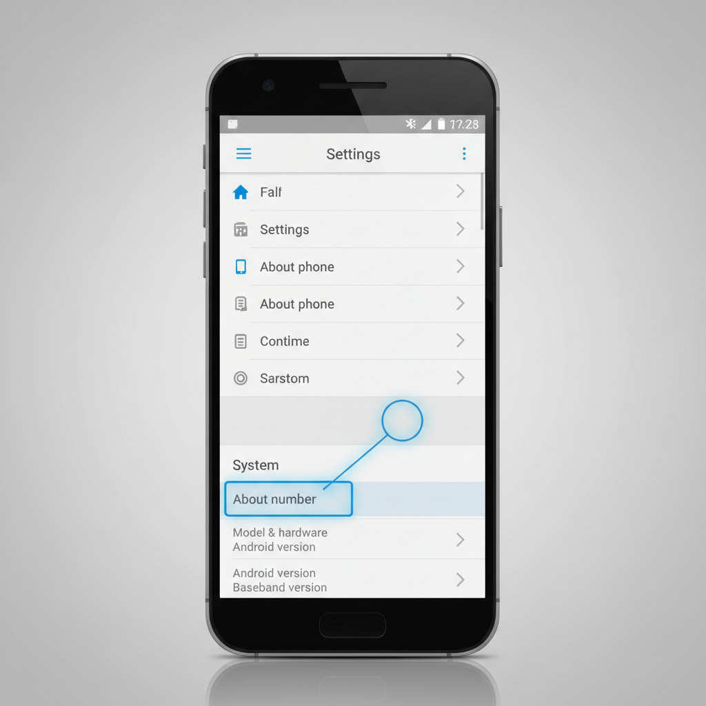 Android Settings app showing About phone and Build number location