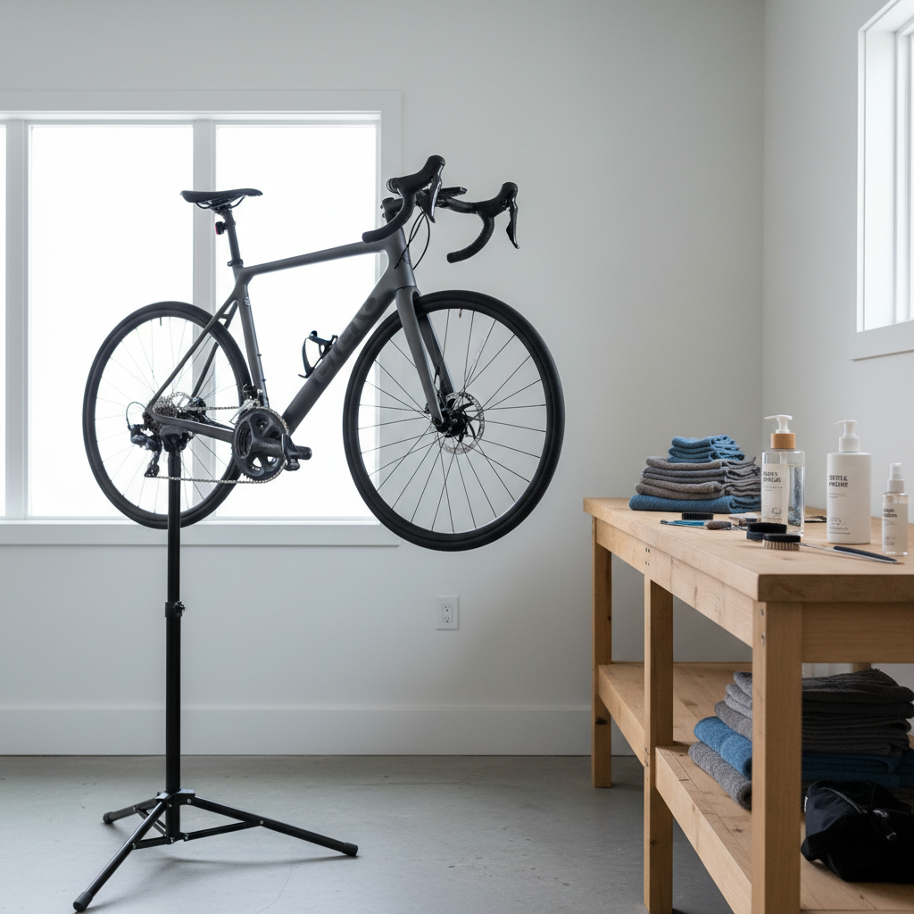 Clean bike frame setup before polishing