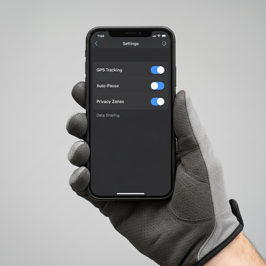 Cycling app GPS and privacy settings screen on a smartphone
