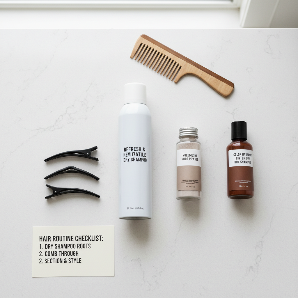 Dry shampoo comparison table and checklist for oily hair routine