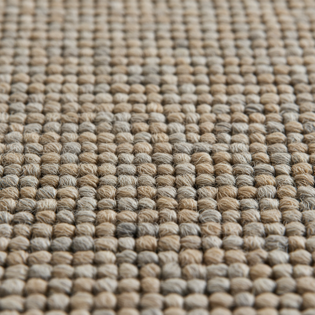 Close-up of rug fibers showing low pile, tight weave, and durable texture