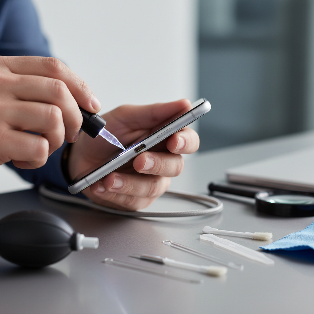 Checking charging port and cable for lithium battery not charging issue