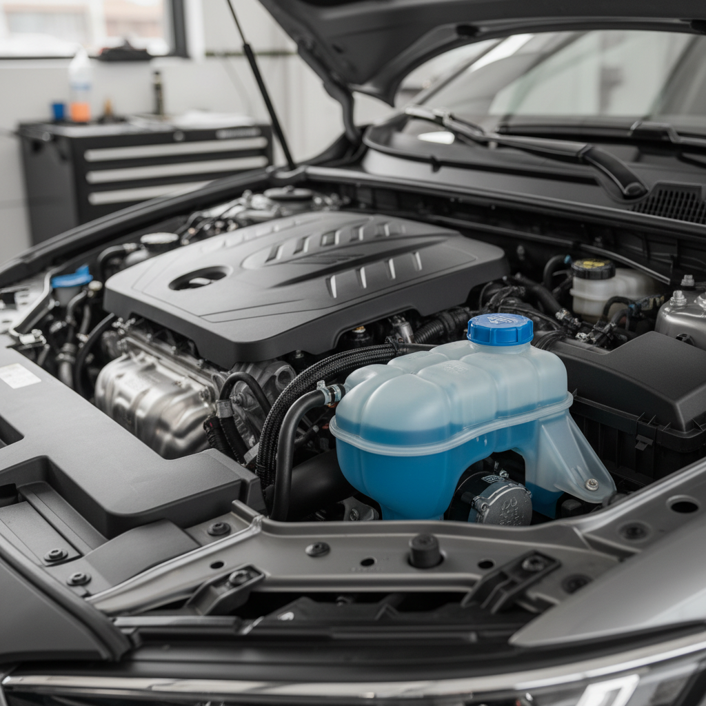 Windshield washer reservoir and pump location under hood