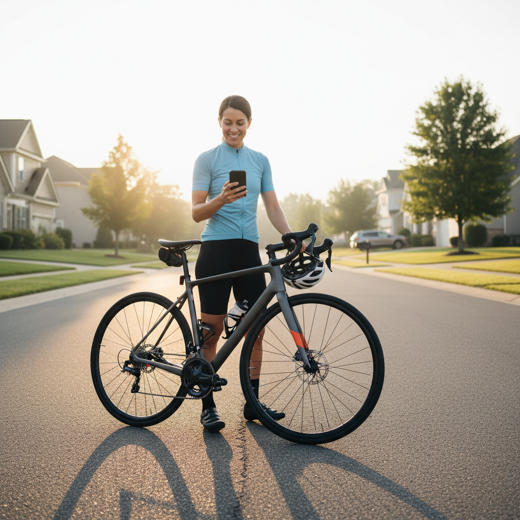 Beginner cyclist following a weekly training plan on a smartphone