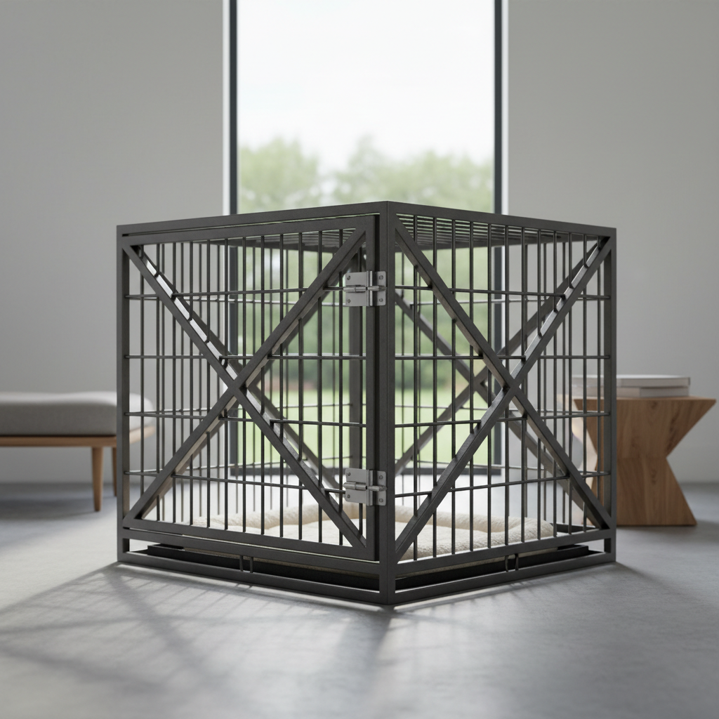 Heavy-duty dog crate with secure latches for escape-prone dogs