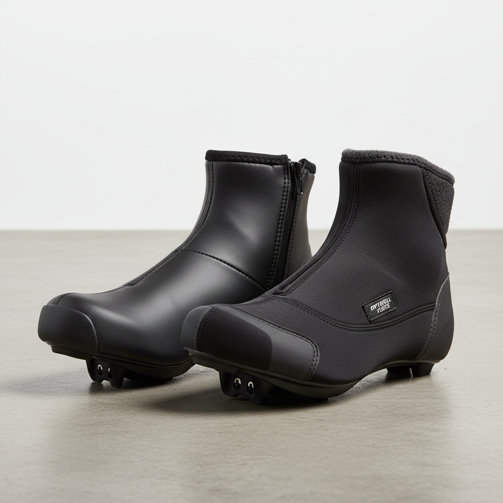Comparison of neoprene and softshell winter cycling shoe covers on road shoes