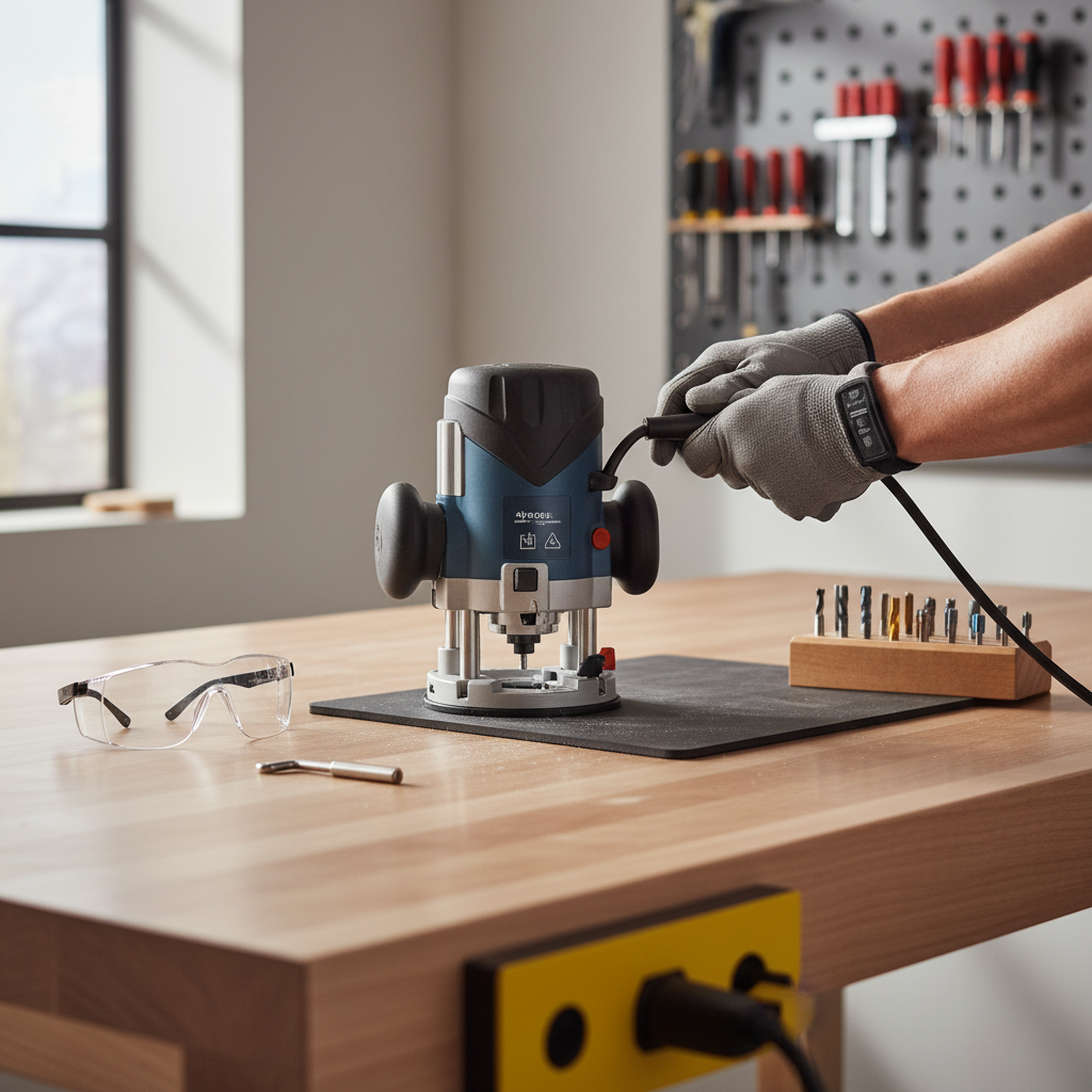 Unplugging a woodworking router before changing the router bit