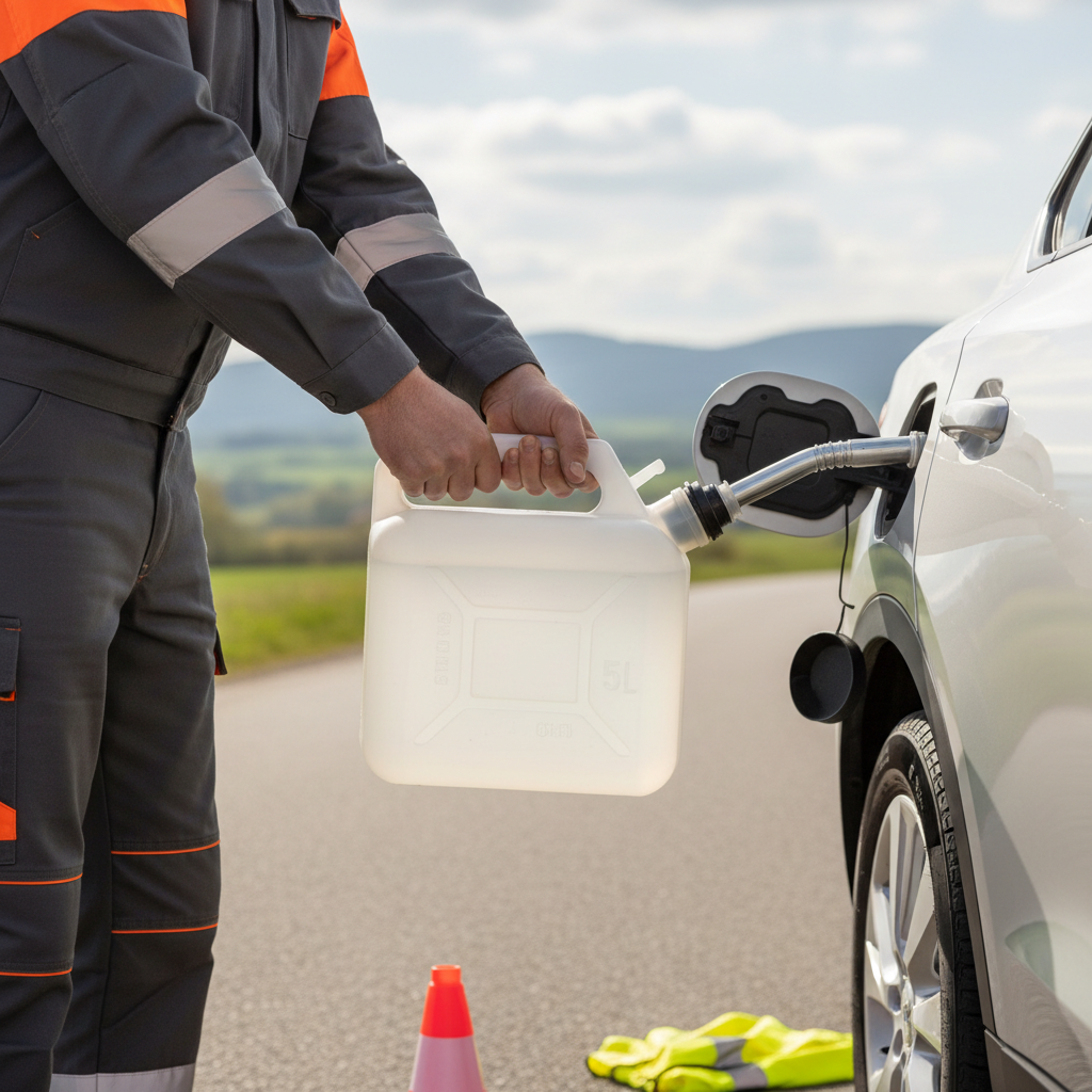 Safe fueling with a 5L portable canister and controlled spout