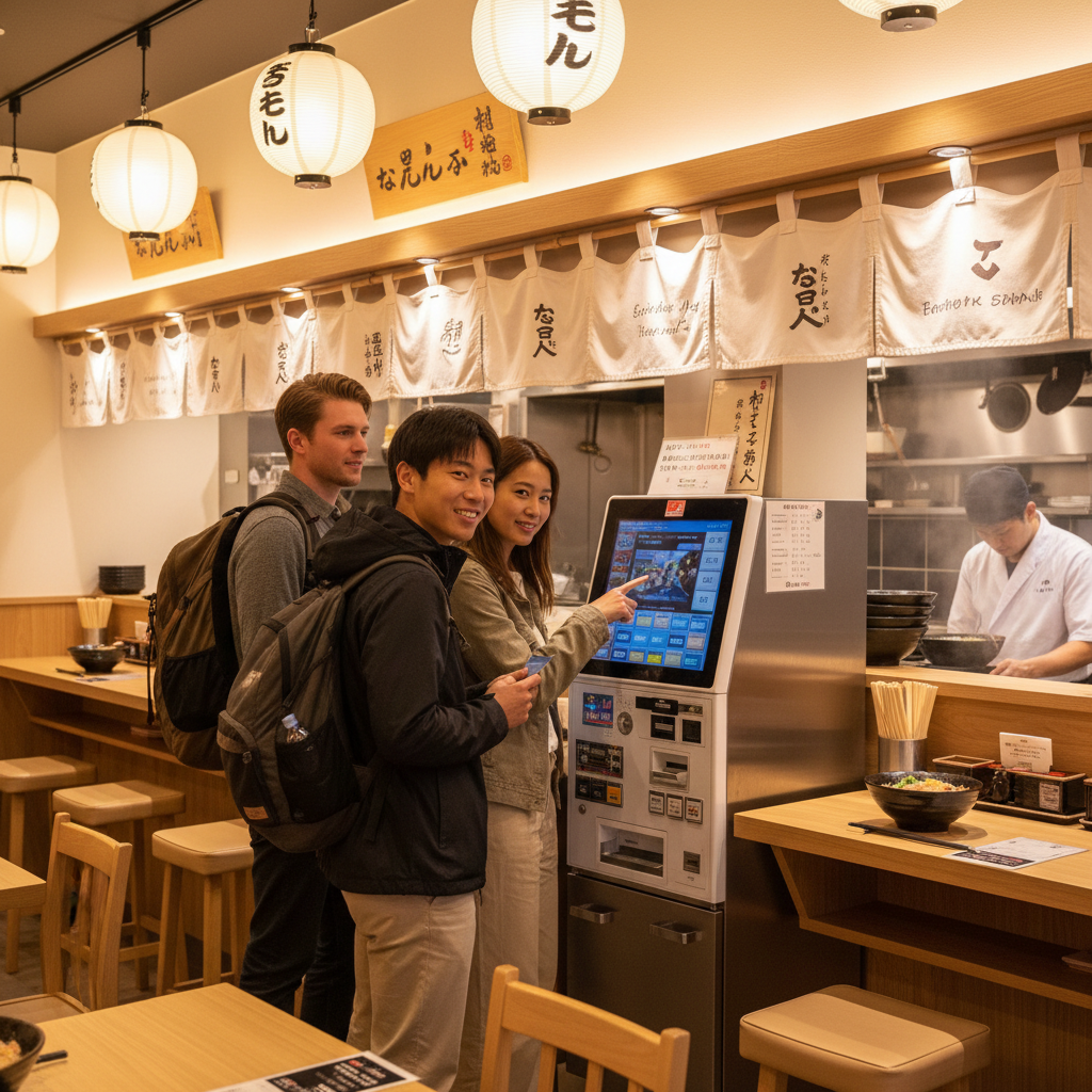 Japanese restaurant etiquette for travelers ordering ramen and paying politely