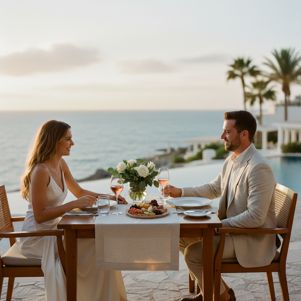 Romantic honeymoon itinerary with sunset dinner and relaxing resort moments