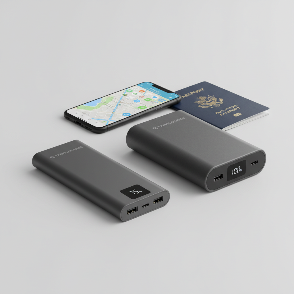 Portable charger size comparison for travel: slim 10k vs larger 20k power bank