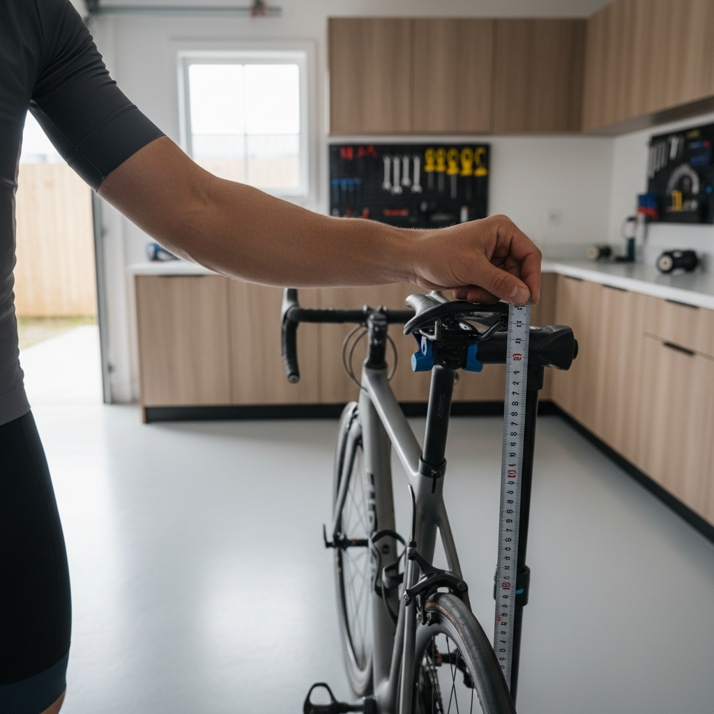 Measuring bike seat height with tape measure at home
