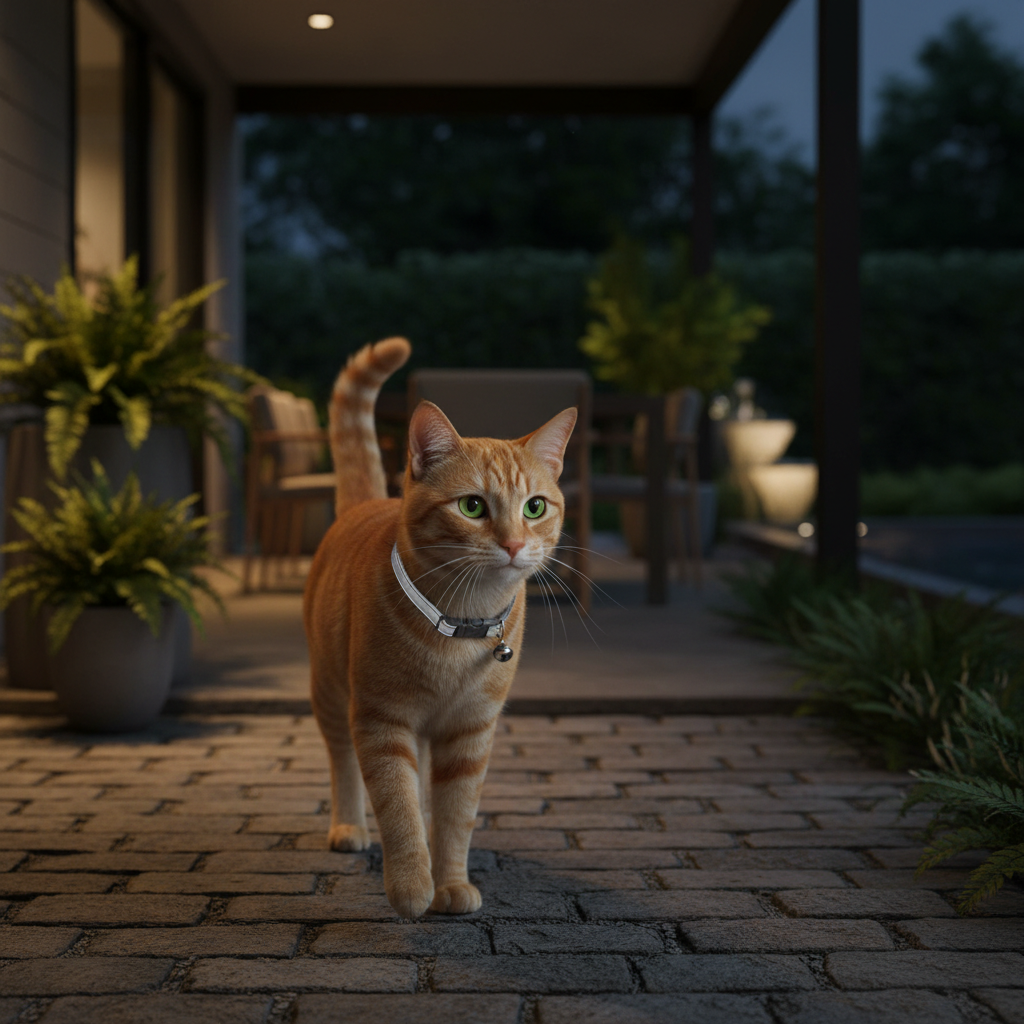 Reflective cat collar with bell for nighttime visibility