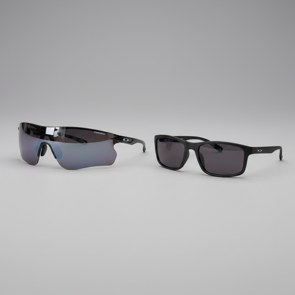 Comparison of wraparound shield lens and two-lens cycling sunglasses