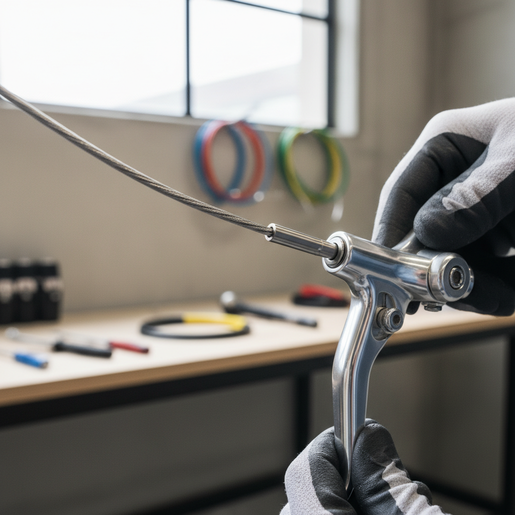 Threading a new brake cable through a bike brake lever