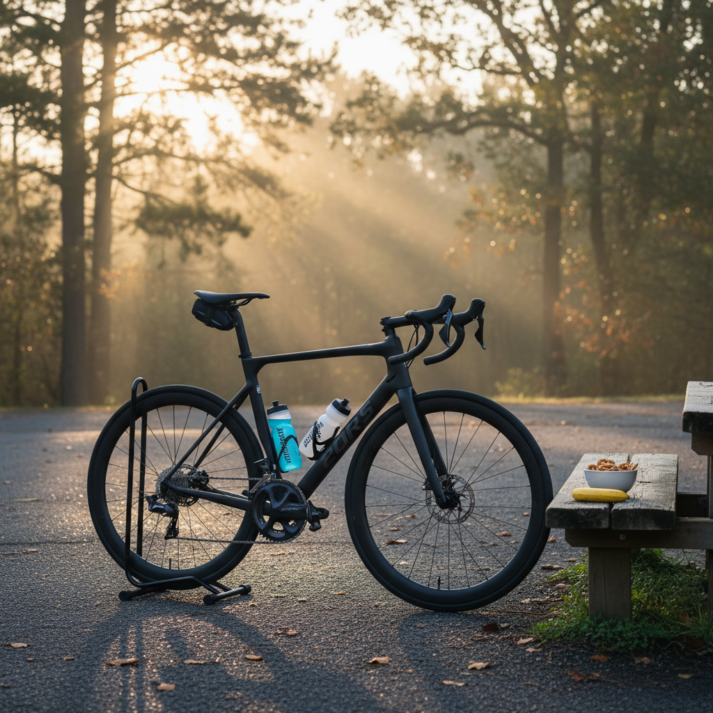 Cyclist hydration and electrolytes setup before a long ride