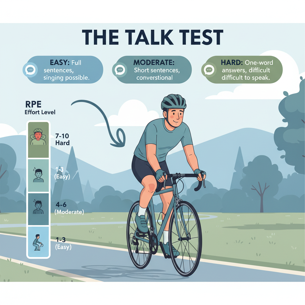 Cycling effort zones explained for beginners using talk test and RPE