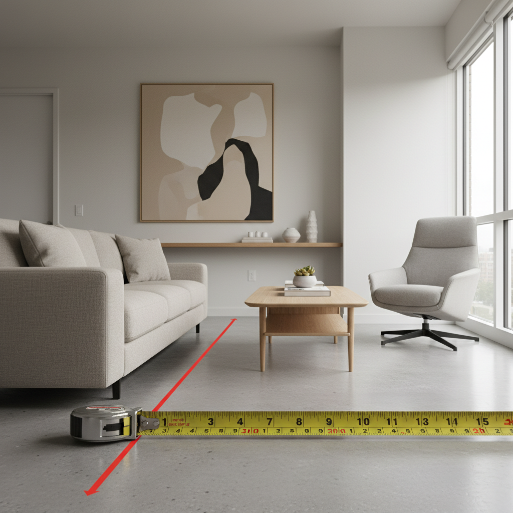 Small living room layout with a compact recliner and clear walkways