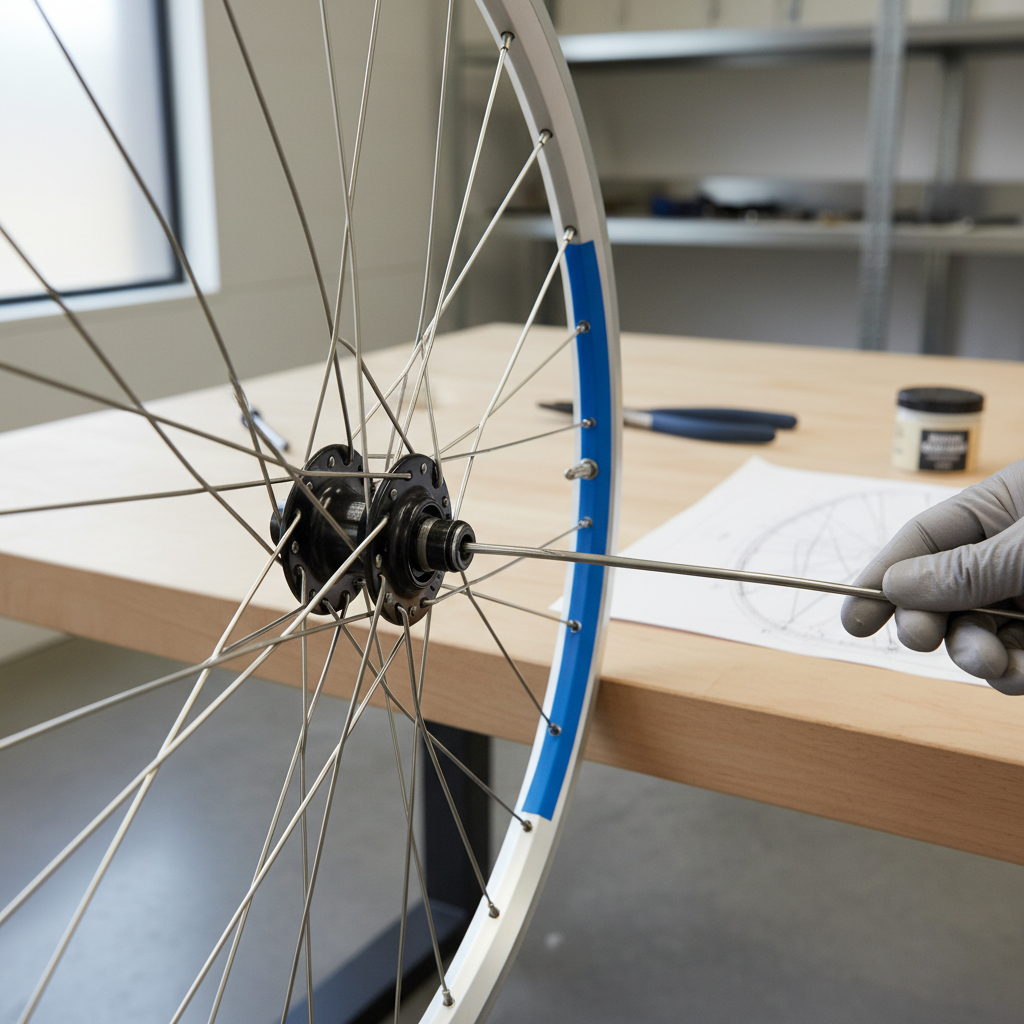Replacing a bicycle spoke with the tire removed and the rim tape pulled back