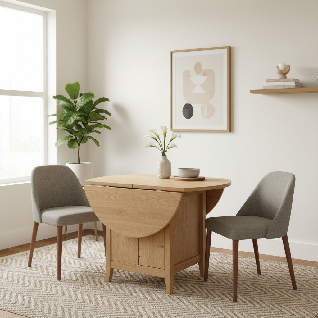 Small apartment dining nook with a compact extendable dining table